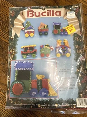 Vintage BUCILLA Navidad Express Fieltro Apliques Tren Adornos 83024 NUEVO Foto 1 de 2