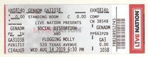 Rare Social Distortion & Flogging Molly 8/14/19 Houston TX Full Ticket!