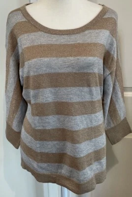 Suéter Coldwater Creek XS Metálico Dorado Plateado Rayas Manga Larga Ligero Foto 1 de 4