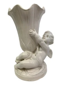 Mintons Staffordshire Cherub Salt Glazed Vase 18th Century Mark on Base 7.5"Tall - Picture 1 of 11