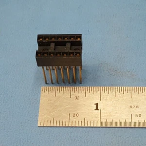 (6 PCS)IC SOCKET, 14 PIN DIP SOCKET, 0.3" WIDE, ROBINSON NUGENT, WIRE WRAP, GOLD - Picture 1 of 4