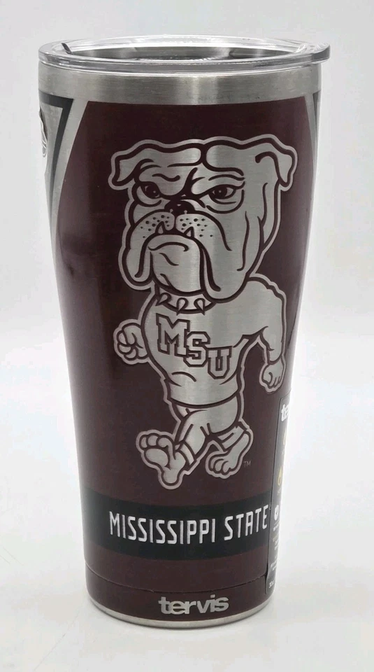 Caneca de viagem Tervis MSU Mississippi State Bulldogs 30 oz aço inoxidável  - Imagem 1 de 4