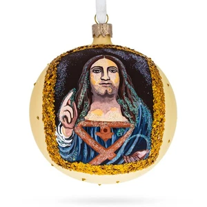 1500 'Salvator Mundi' Masterpiece Leonardo da Vinci Glass Ball Ornament 4 Inches - Picture 1 of 4