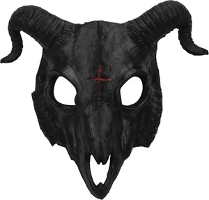 PURFUN Gothic Goat Head Skull Mask Ram Horns Animal Costume Black - Picture 1 of 8