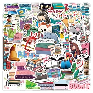 BOOKS and Flowers Stickers cartoon Fun and Cute for laptop water bottle 50 pcs - Picture 1 of 11