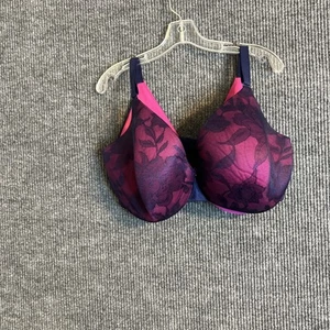 Cacique Womens Lightly Lined Full Coverage Bra Size 42G Pink Blue Lace Intimate - Picture 1 of 8