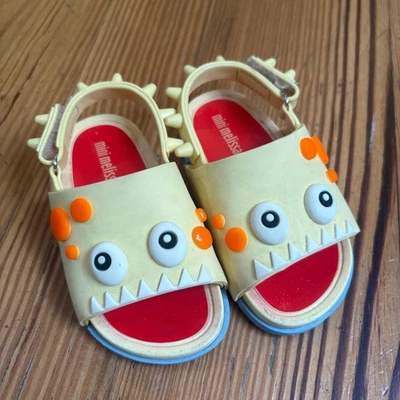 Mini Melissa yellow monster face rubber spiked slip on sandals SIZE 7 - Image 1 of 4