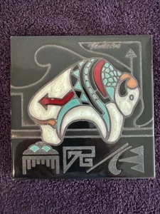 Southwestern weißer Büffel Untersetzer von Cleo Teissedre, 6 x 6 Zoll - Bild 1 von 2