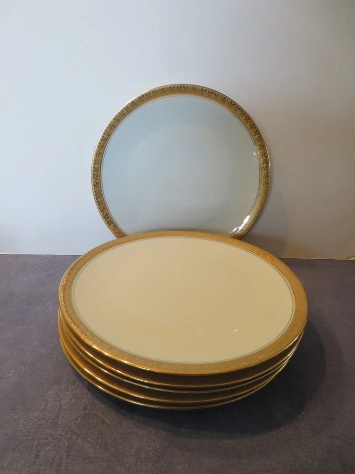 6 grandes assiettes en porcelaine de Vierzon décor Limoges 24 cm - Photo 1/4