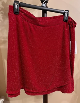 Minifalda SO XXLarge granate brillante envolvente sintética con corbata forrada elástica NUEVA NUEVA CON ETIQUETAS Foto 1 de 4