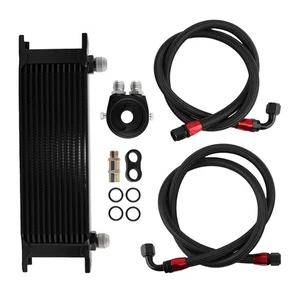 Universal 13-Row 10AN Engine Transmission Oil Cooler Filter Adapter Hose Kit - Picture 1 of 12