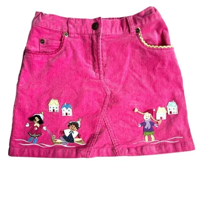 Falda Talbots Niños Pana Rosa Bordada Invierno Escena Talla 6 Elastizada Foto 1 de 4