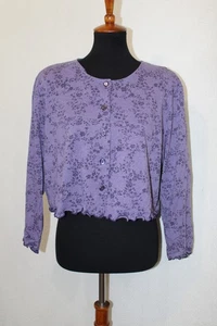 Vtg Coldwater Creek Sz PXL Purple 3/4 Sleeve Crop Button Cardigan Sweater USA - Picture 1 of 6