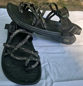 Chaco Women's Classic Sandals Angular Gray Black Slingback Hiking Size 8 GUC - Picture 1 of 10