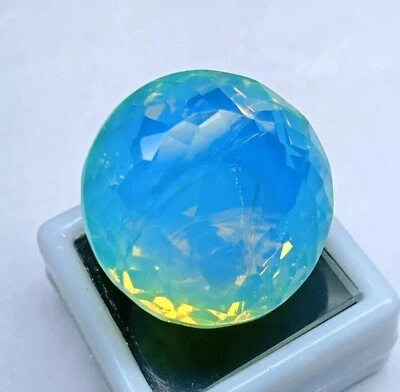 Grande opale de feu rose bleue 100+ ct. pierre précieuse en vrac coupe ronde ... - Photo 1/4