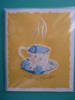 Get Well Greeting Card CUP OF SUNSHINE 3-D Embellished Paper Magic Grp - Image 1 of 2