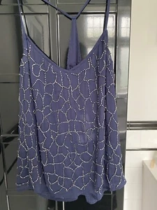 TOPSHOP Blue beaded camisole top - Picture 1 of 6