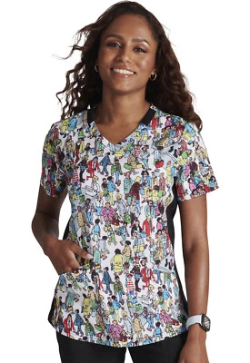 Where's Waldo? Cherokee Scrubs Tooniforms V Neck Top TF764 LDWW - Image 1 of 4