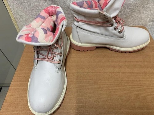 Stivaletti in pelle bianchi Timberland top mimetici taglia UK 5 5 (38)