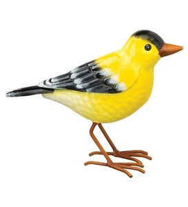 Rustic, Hand-Painted Metal Goldfinch Bird Replica Figurine Decor - Picture 1 of 2