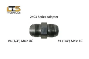 2403-04-04 Steel Hydraulic Adapter 1/4" Male JIC x 1/4" Male JIC - Picture 1 of 3