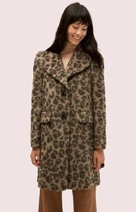 Kate Spade New York 248853 Womens Brushed Leopard Coat Hazelnut Size 6 - Picture 1 of 4