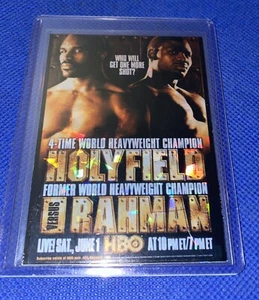 Mini póster de boxeo personalizado Evander Holyfield vs Hasim Rahman refractor tarjeta holográfica - Imagen 1 de 4