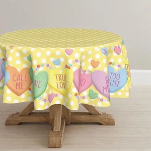 60 Inch Round Valentine's Day Tablecloth Washable Table Cover for Party Picnic - Picture 1 of 6