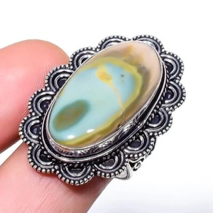 Natural Polychrome Jasper Gemstone 925 Sterling Silver Ring Size 8 b166 - Picture 1 of 5