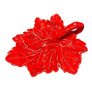 Vintage Candy Dish Leaf Leaves Fall Ceramic Red Orange California-Pottery-Style - Picture 1 of 9