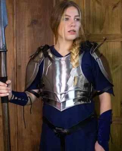 Handmade Lady Armor Jacket with Shoulder Plates - 18 Gauge Steel Female Armor - Picture 1 of 4
