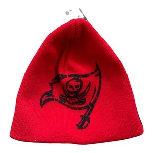 NFL Short Cuffless Beanie Knit Hat Tampa Bay Buccaneers Black & Red - Picture 1 of 2
