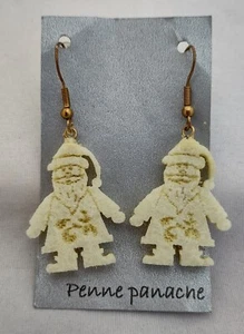 Vintage Penne Panache Santa Clause Christmas Dangling Earrings 1.25" - Picture 1 of 2