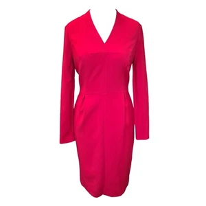 JONATHAN SAUNDERS RED LONG SLEEVE V NECK SMART OCCASION MIDI DRESS SIZE UK 10 - Picture 1 of 8