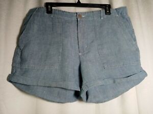 Size 32 Levi's Womens Linen Blend Large pocket Blue Denim Cuffed Hem Shorts 