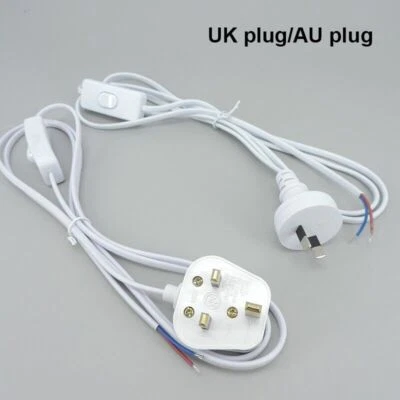 2pin UK AU Plug electric AC Power supply Cord Switch Cable Extension Adapter - Image 1 of 4