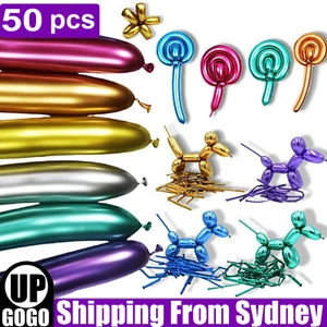 50X DIY Twist Long Chrome Balloons Birthday Party Animal Magic Making Modelling - Picture 1 of 12