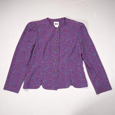 Винтажный Leslie Fay Топ женщин 12 геометрический все над печать длинным рукавом - Изображение 1 из 4