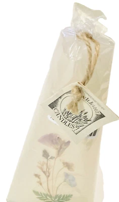 8" Dried Flowers Geometric Beeswax Candle Floral Garden Home Decor Meditation - Image 1 of 4