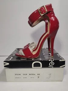 Wild Diva Sandle 5" Inch Stiletto Ankle Strap Zip Open Toe Women's Sz 7 Dk Red - Picture 1 of 13