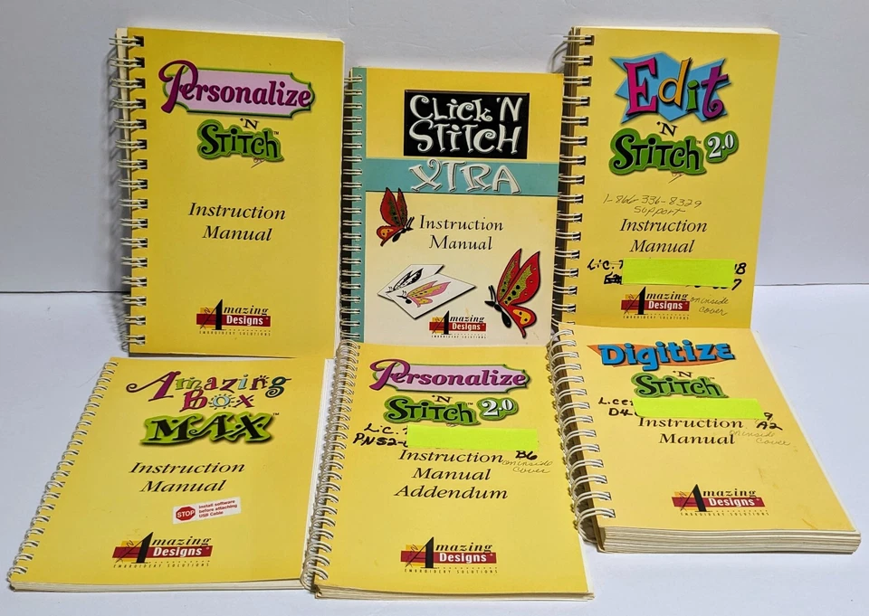 Lot of 6 Amazing Designs Embroidery Solutions Instruction Manuals *READ DESC* - Image 1 of 4