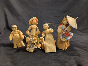 Lote de 5 muñecas y adornos de cáscara de maíz sin marca, arte popular/granja/país - seminuevos - Imagen 1 de 13