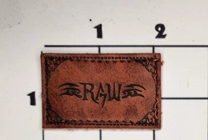 RAW Salvage Brown Leather Patch Vintage Sew On Label - Picture 1 of 1