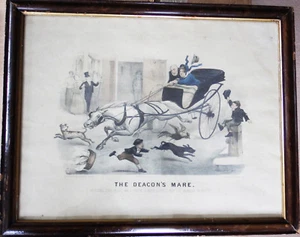 Antique 1879 Lithographic Print Thomas B Worth Currier & Ives The Deacon's Mare - Picture 1 of 7