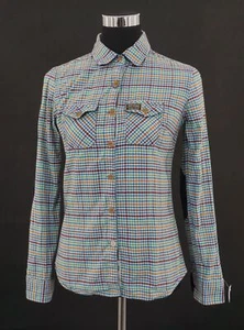 Superdry Damen Bluse S bunt kariert Kentkragen Langarm Knopf Baumwolle D183 - Bild 1 von 5