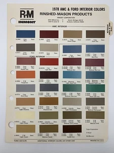 Rinshed Mason 1978 AMC & Ford Interior Paint Chip Samples - Foto 1 di 1