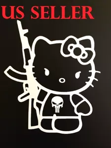 5"x6" Hello Kitty AK47 Car Sticker Emblem Label/Window/ LapTop / iPad Stick St-7 - Picture 1 of 1