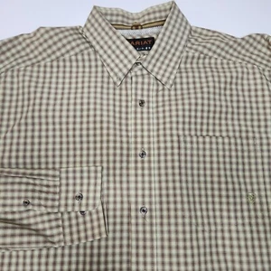 Ariat Pro Series Mens XL Button Shirt Plaid Vented Outdoor Western Cowboy Logo - Picture 1 of 12