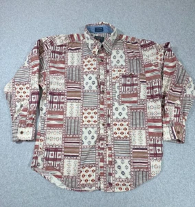 Camisa De Colección Chaps Ralph Lauren Para Hombres Grande Roja Azteca Western Patchwork - Imagen 1 de 9