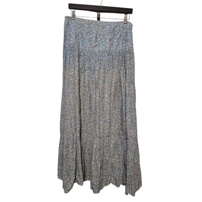 Maxi Falda Vintage St Johns Bay Ditsy Floral En Niveles Para Mujer 14 Azul Cottage Boho Foto 1 de 4